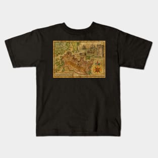 Old Nautical Map 7 (Fantasy). Kids T-Shirt